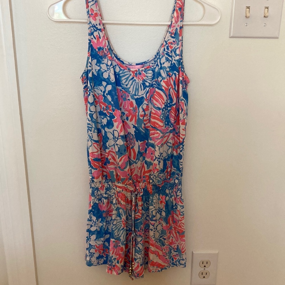 Lilly Pulitzer blue, pink, and white romper